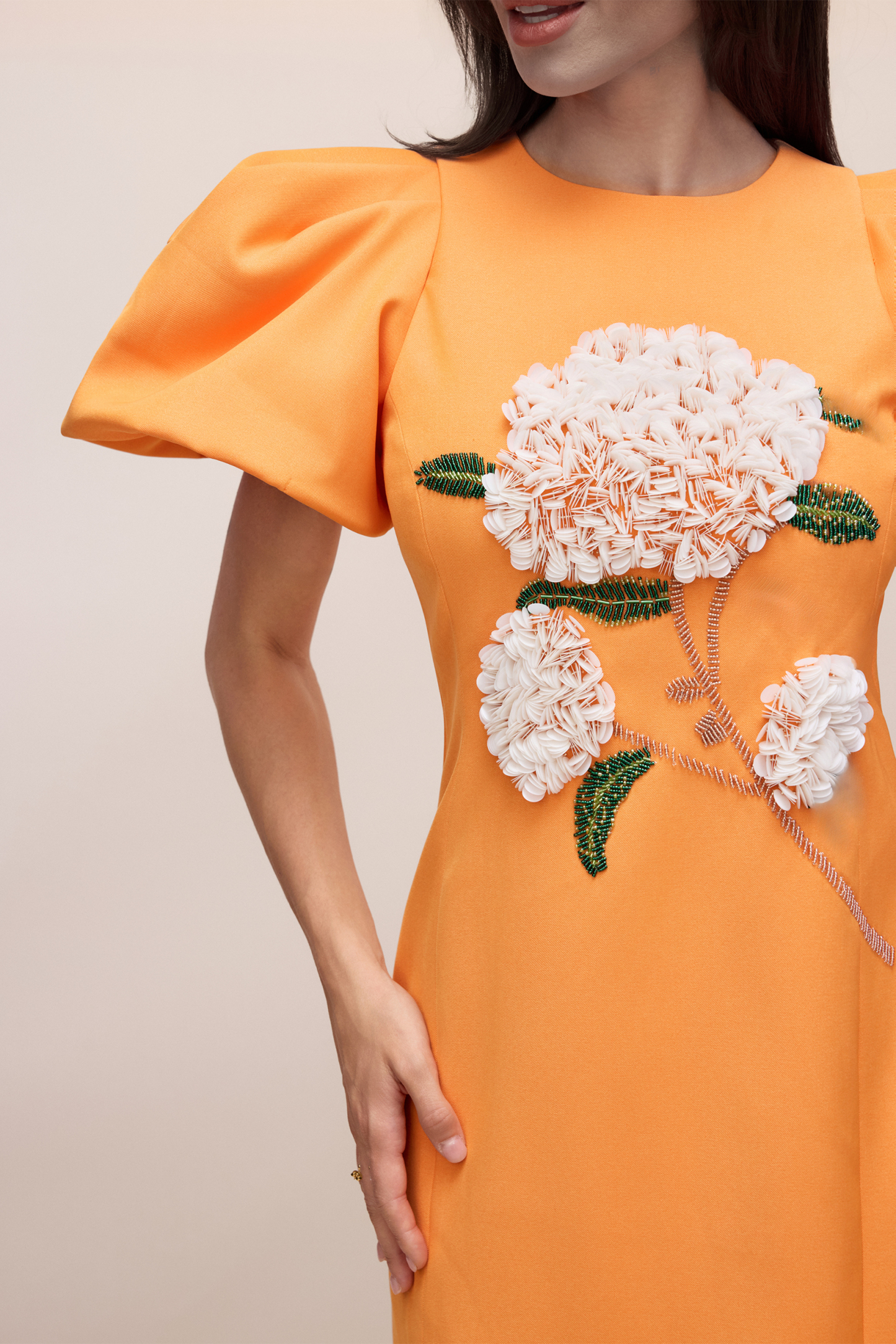 Marnia Puff Sleeve Floral Embroidered Maxi Dress