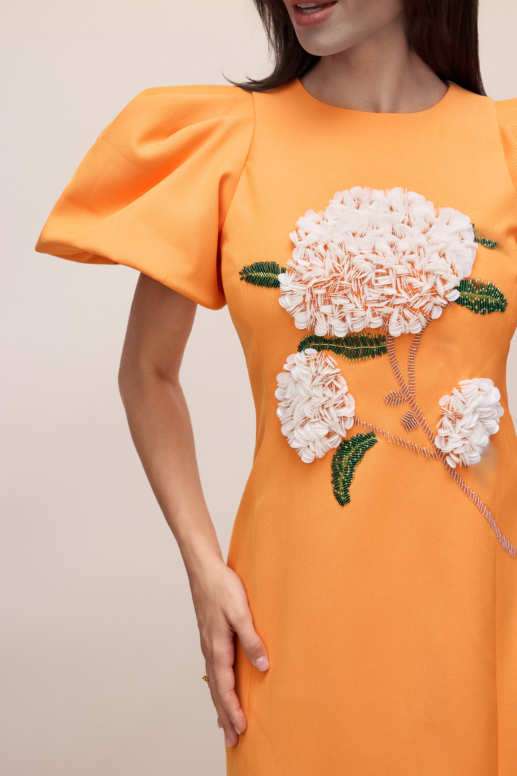 Marnia Puff Sleeve Floral Embroidered Maxi Dress