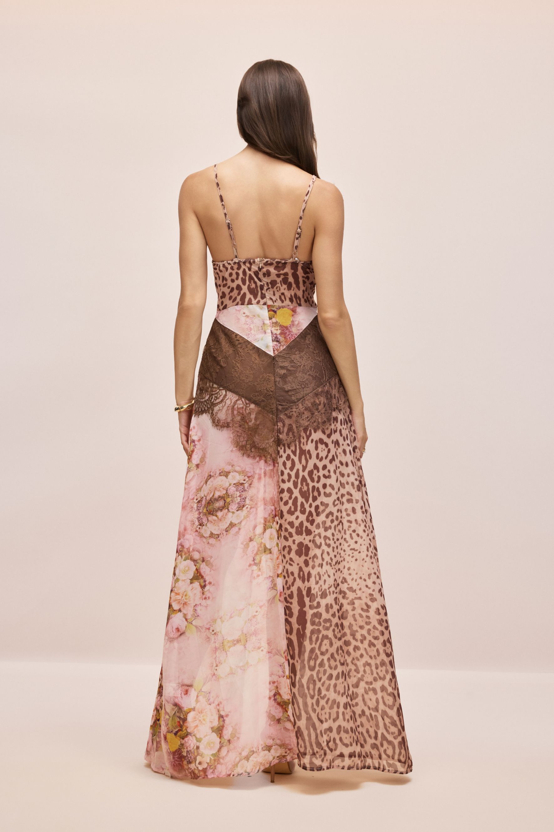 Jeanne Leopard Print Lace Trim Maxi Dress