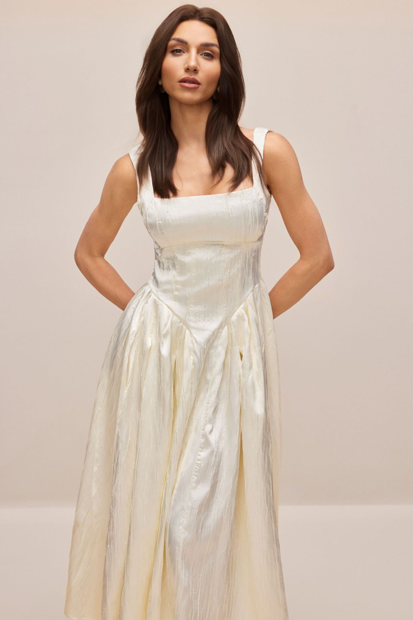 Katrina Square Neck Textured Midi Dress