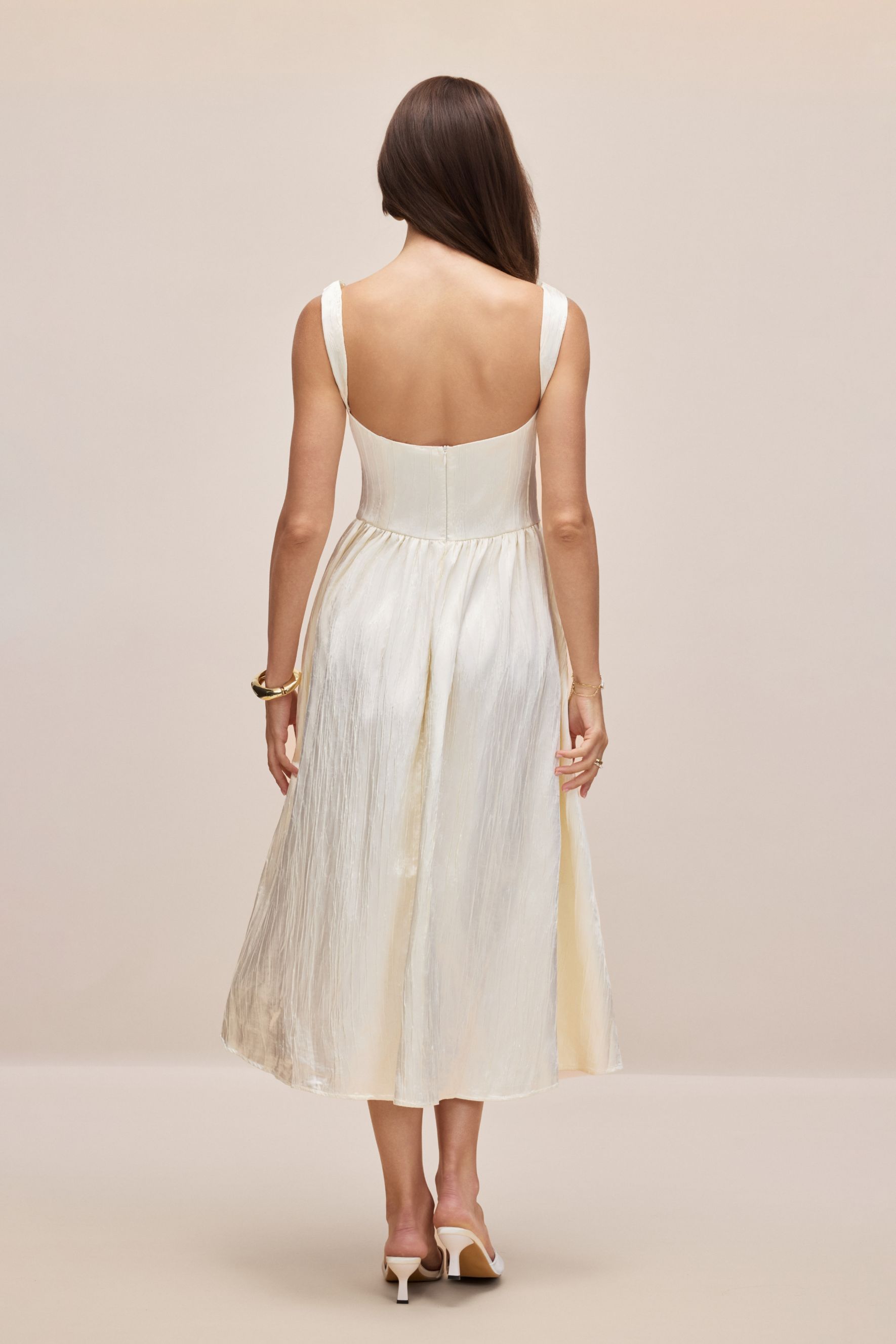 Katrina Square Neck Textured Midi Dress