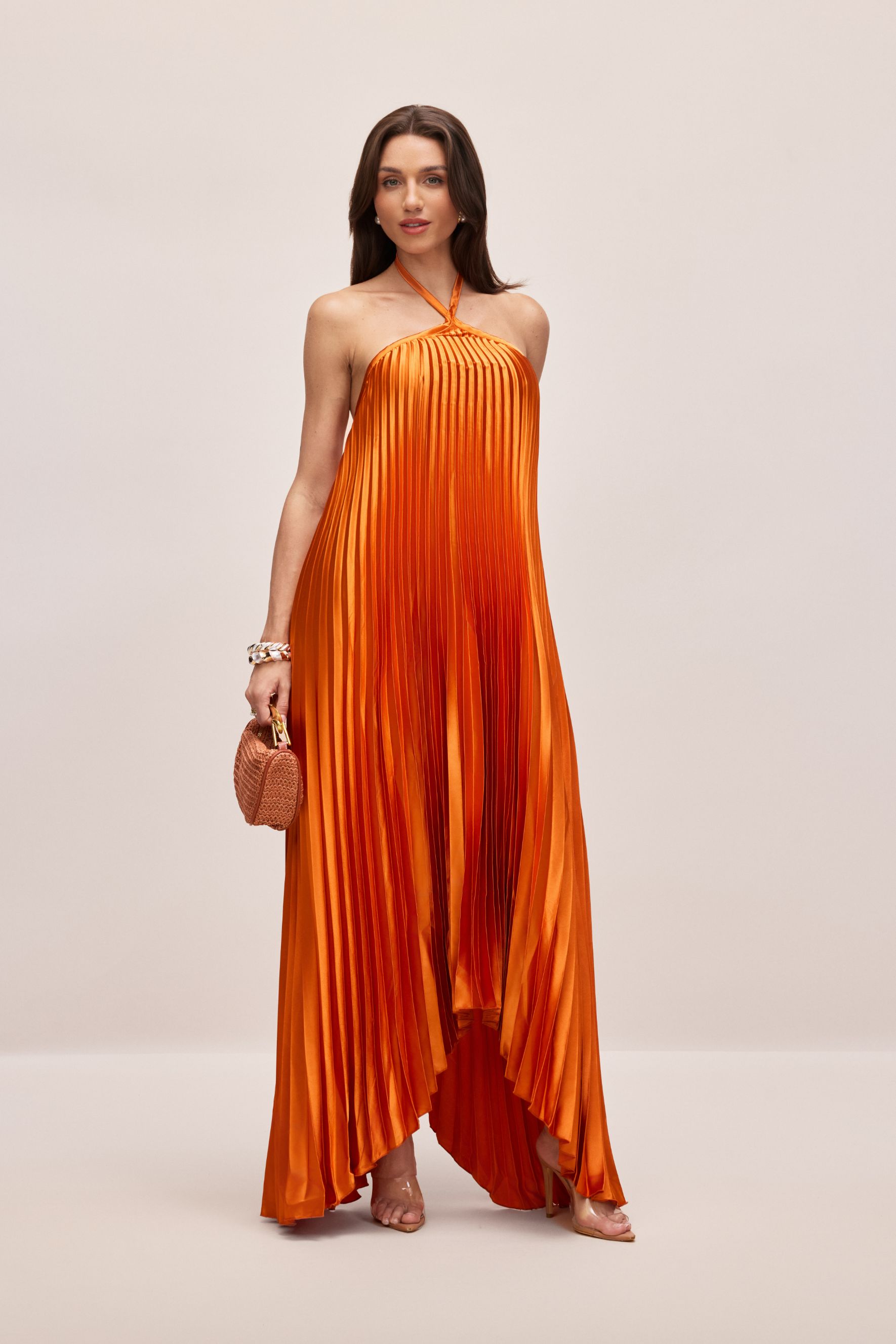 Novia Halter Neck Pleated Maxi Dress