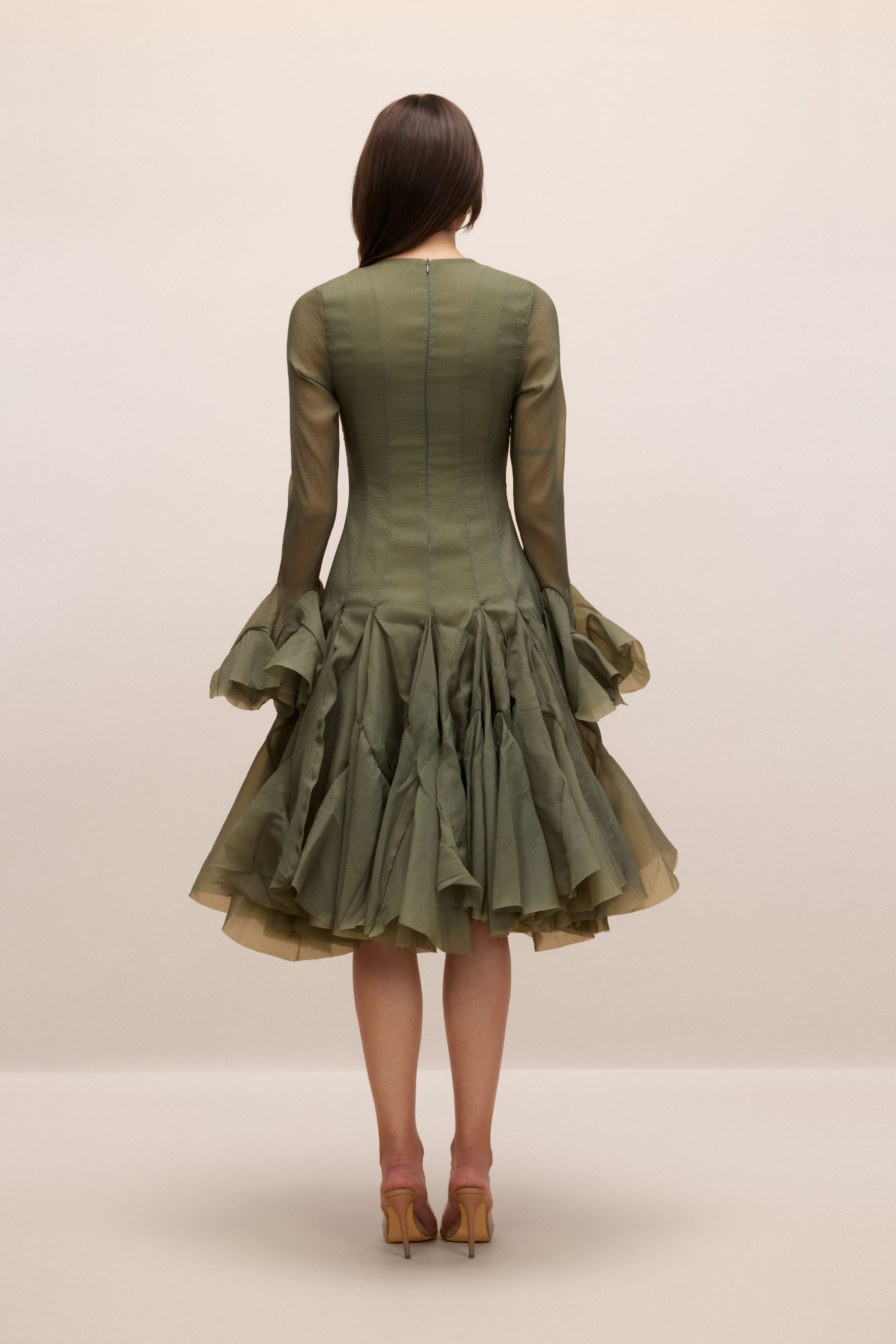 Gloria Long Sleeve Flared Hem Midi Dress