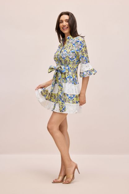 Belle Paisley Print Half Sleeve Mini Dress