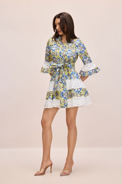Belle Paisley Print Half Sleeve Mini Dress