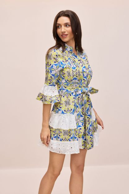 Belle Paisley Print Half Sleeve Mini Dress