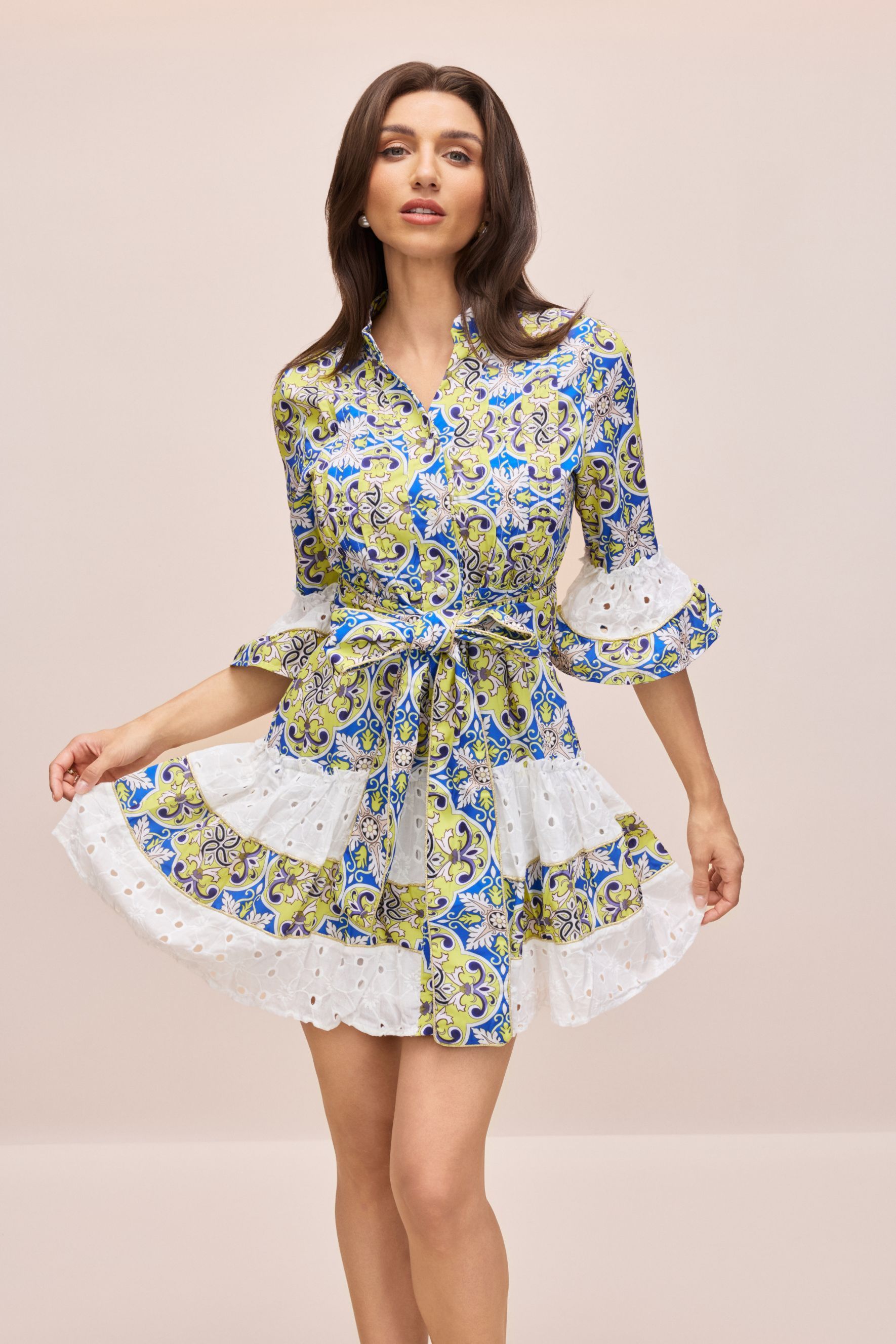Belle Paisley Print Half Sleeve Mini Dress