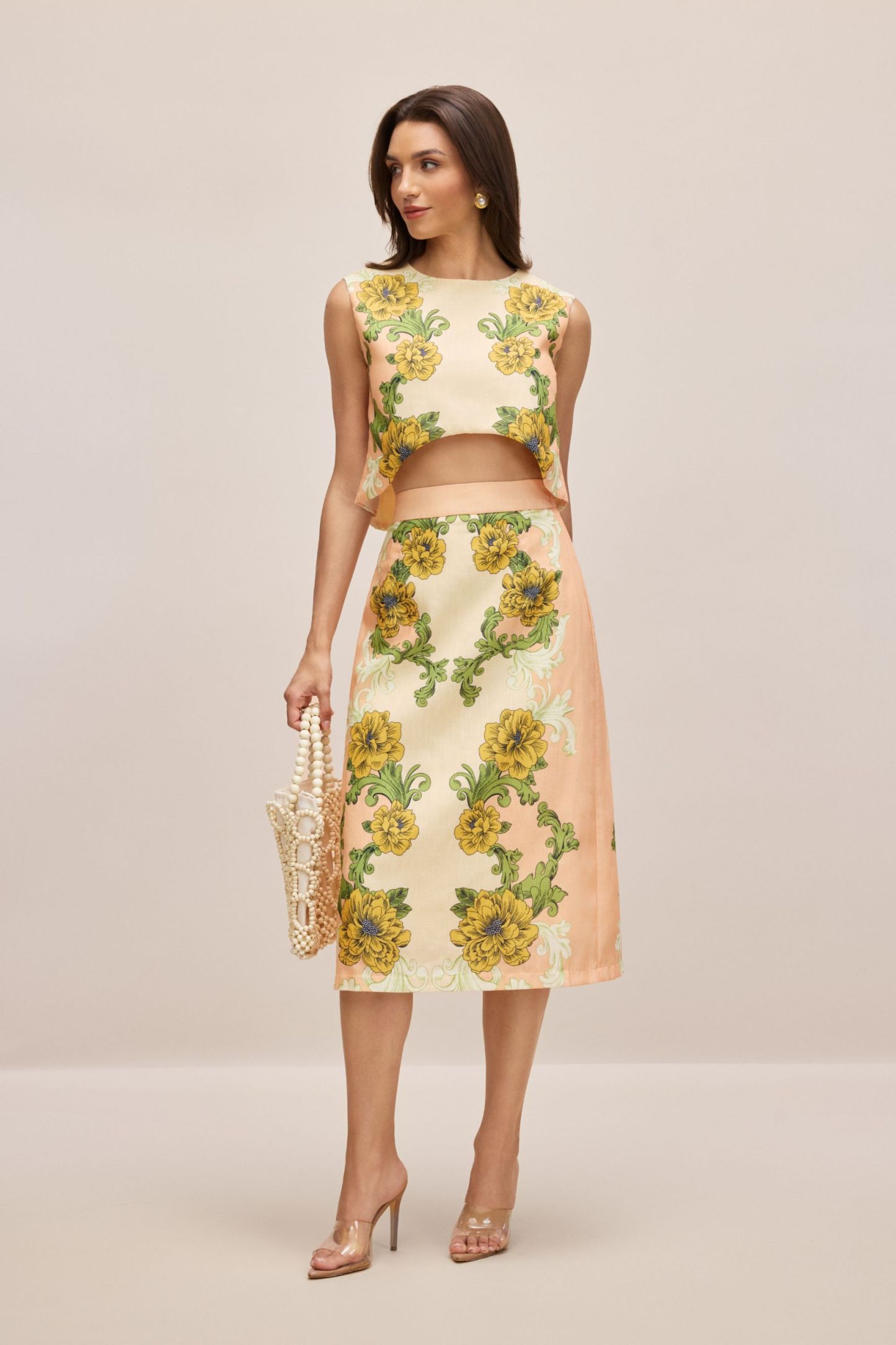 Valerie Floral Print Crop Top Skirt Set