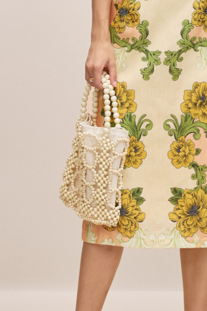 Wooden Bead Drawstring Tote Bag