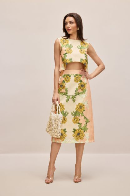 Valerie Floral Print Crop Top Skirt Set