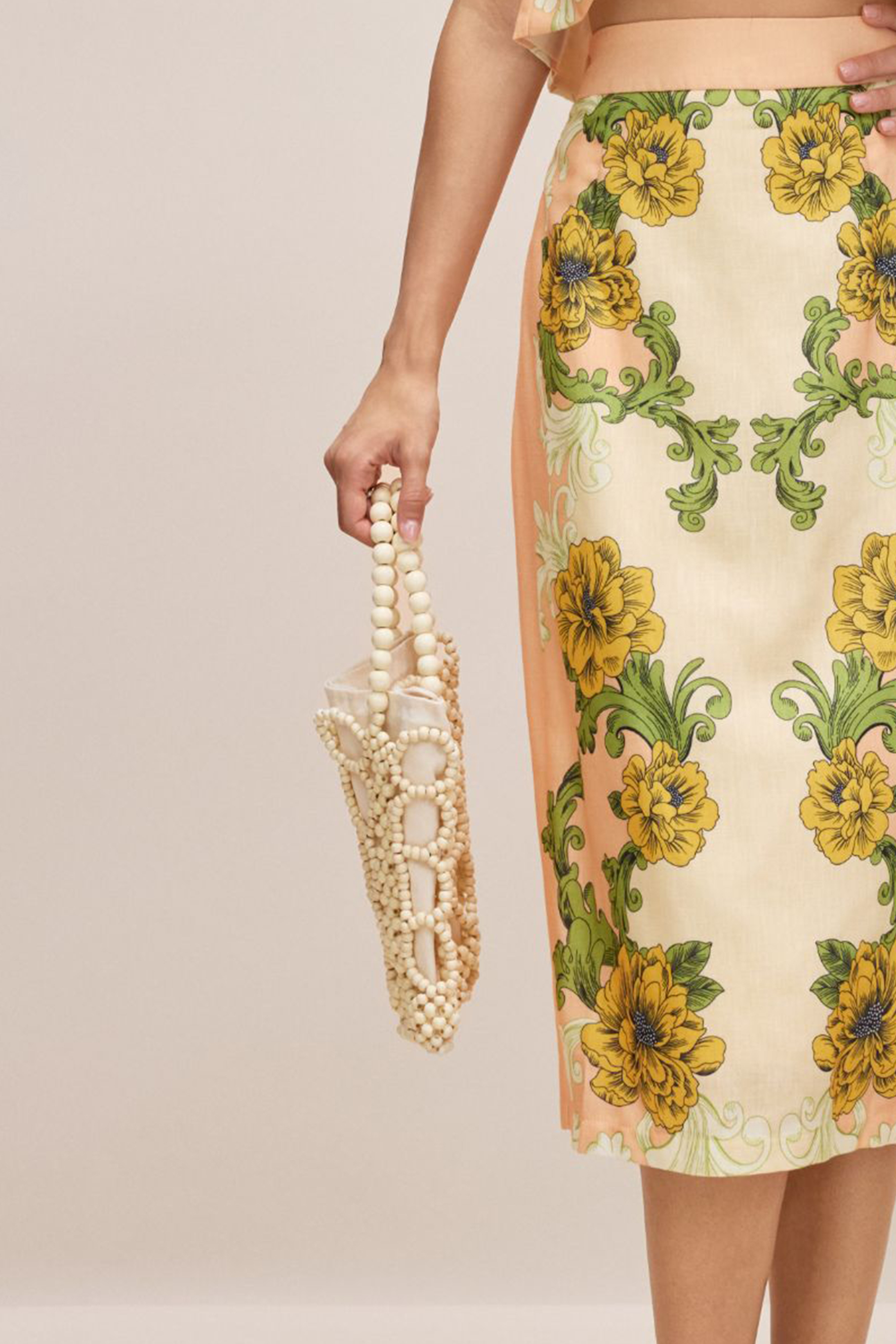 Wooden Bead Drawstring Tote Bag