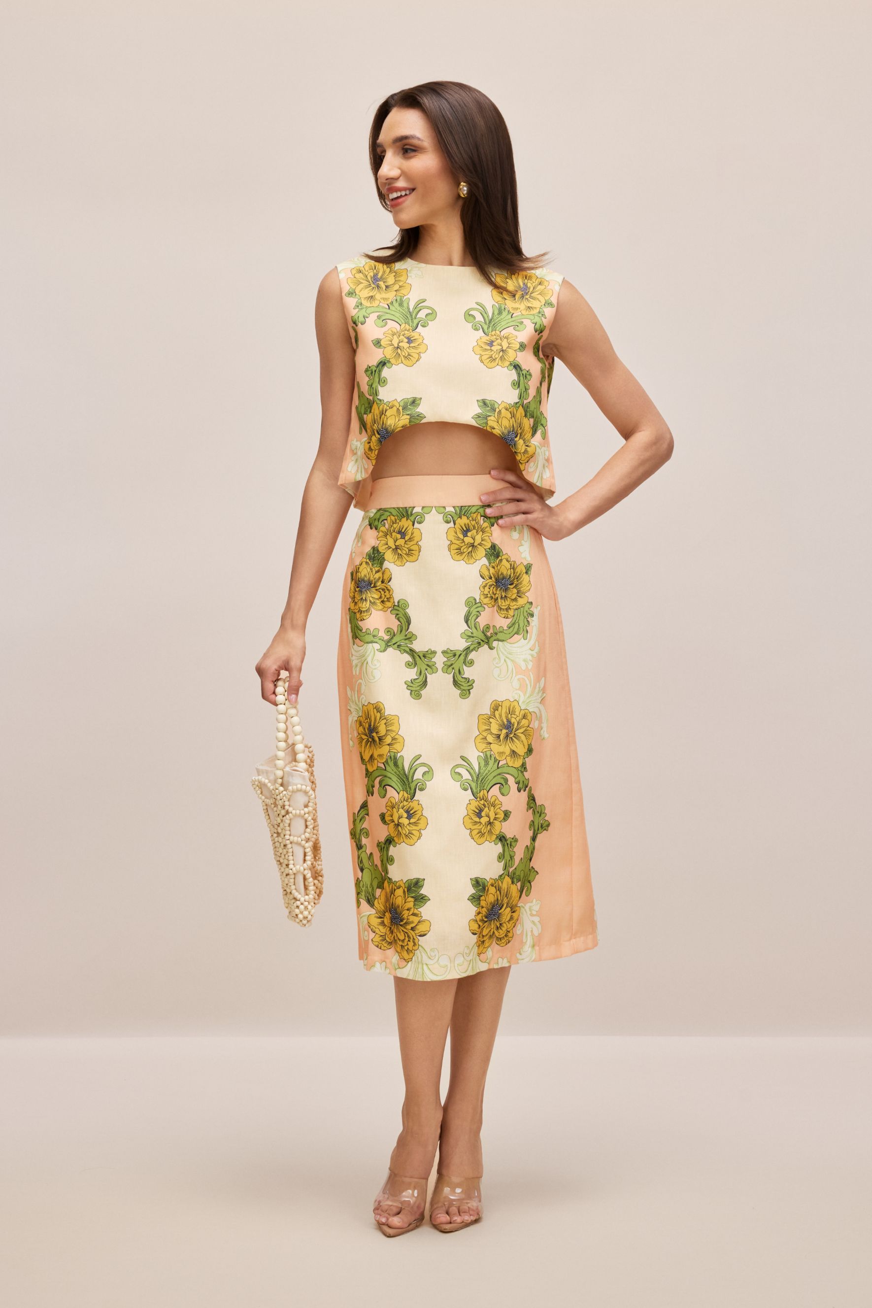 Valerie Floral Print Crop Top Skirt Set