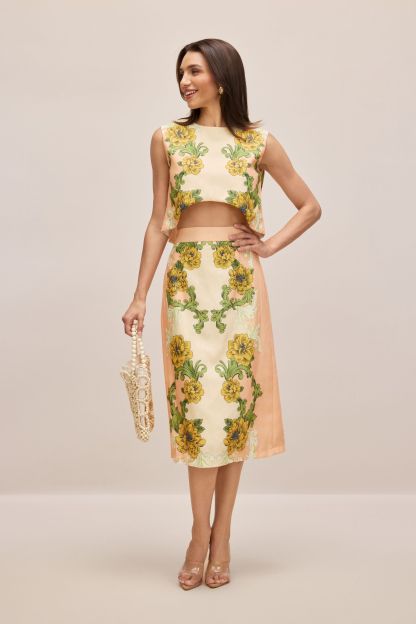 Valerie Floral Print Crop Top Skirt Set