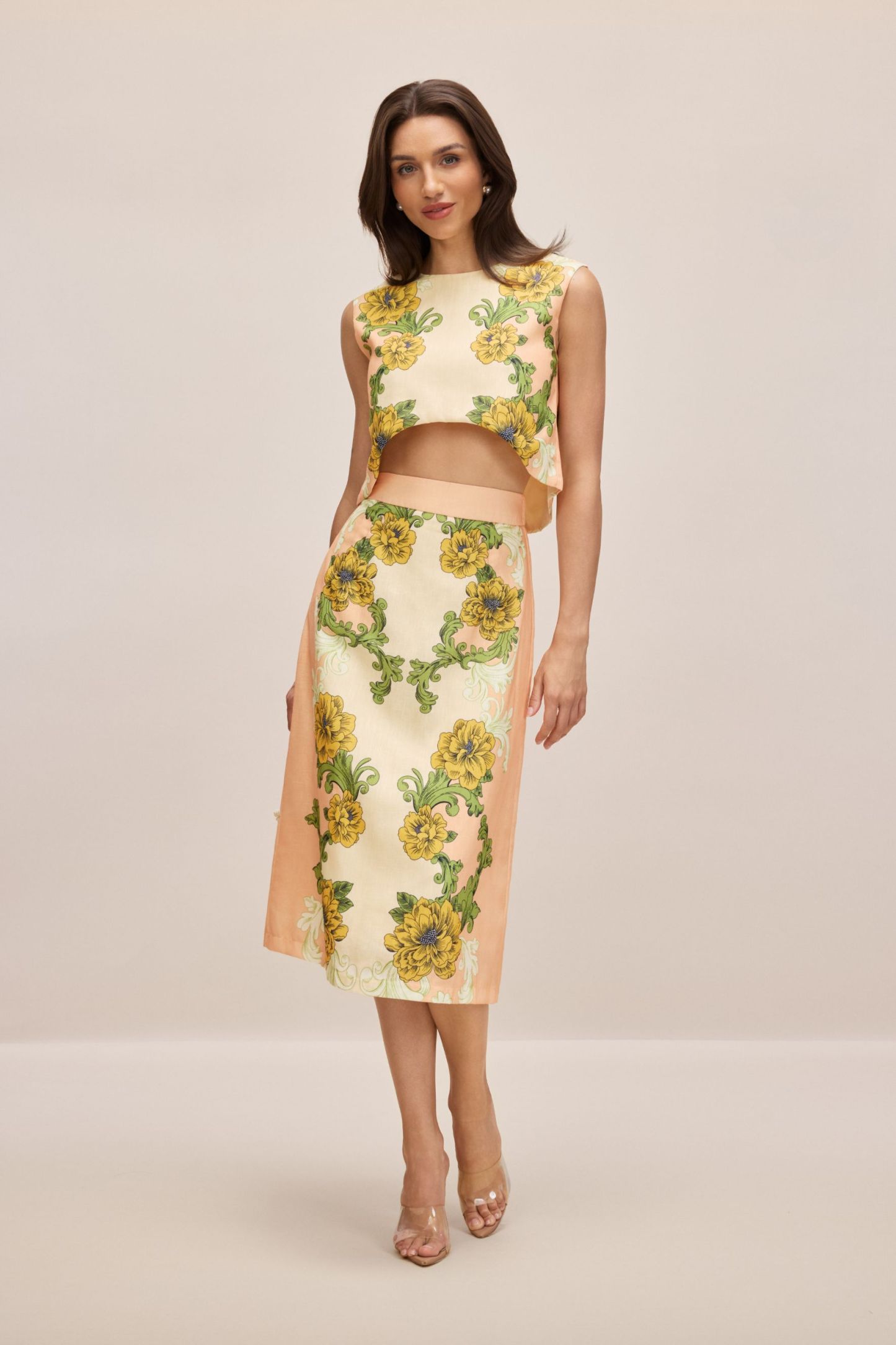 Valerie Floral Print Crop Top Skirt Set