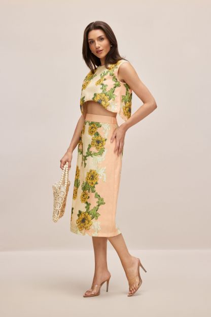 Valerie Floral Print Crop Top Skirt Set