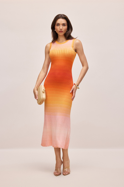 Maggie Gradient Sleeveless Knit Midi Dress