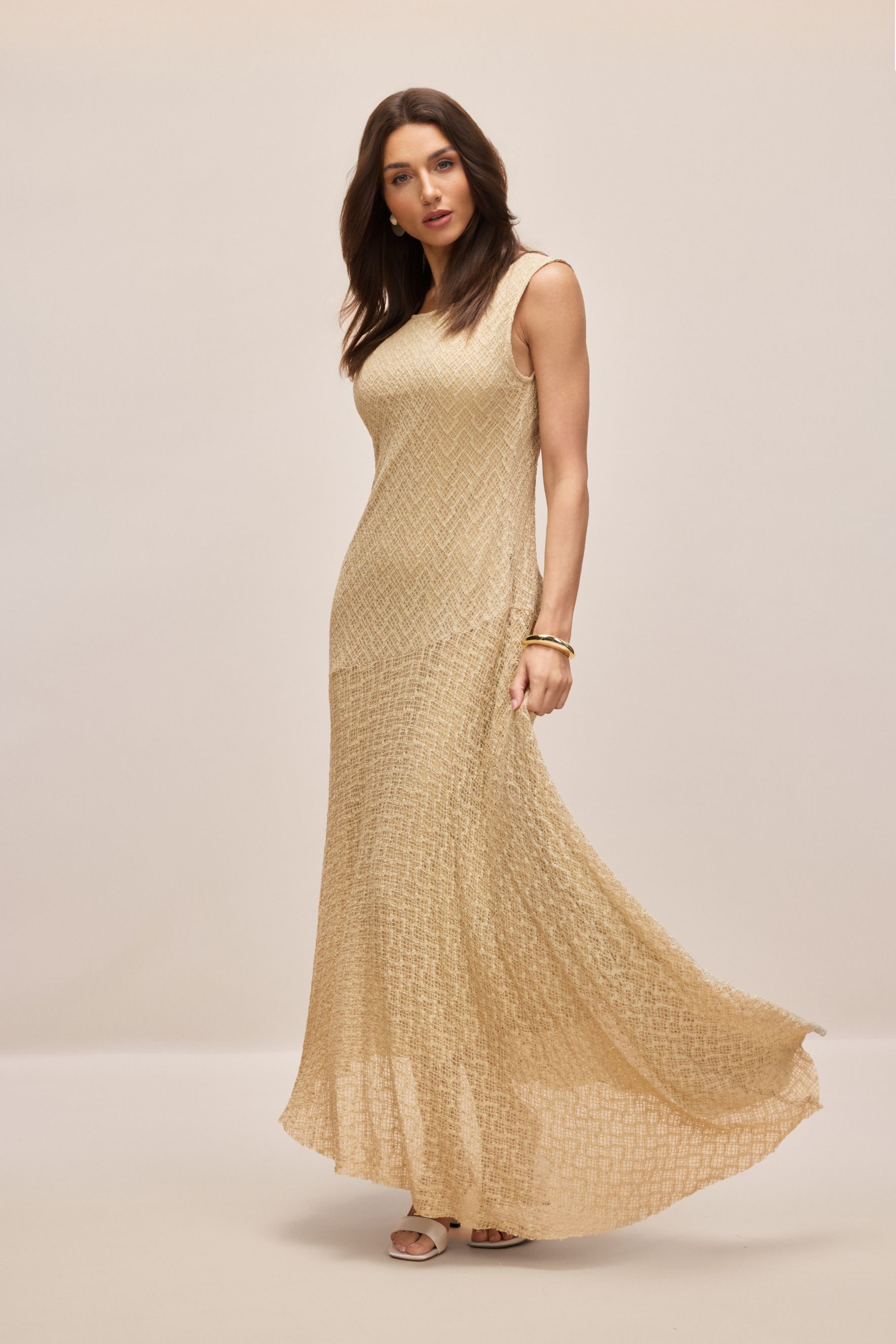 Kelly Sleeveless Textured Maxi Dress