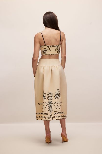 Caroline Abstract Embroidery Midi Dress