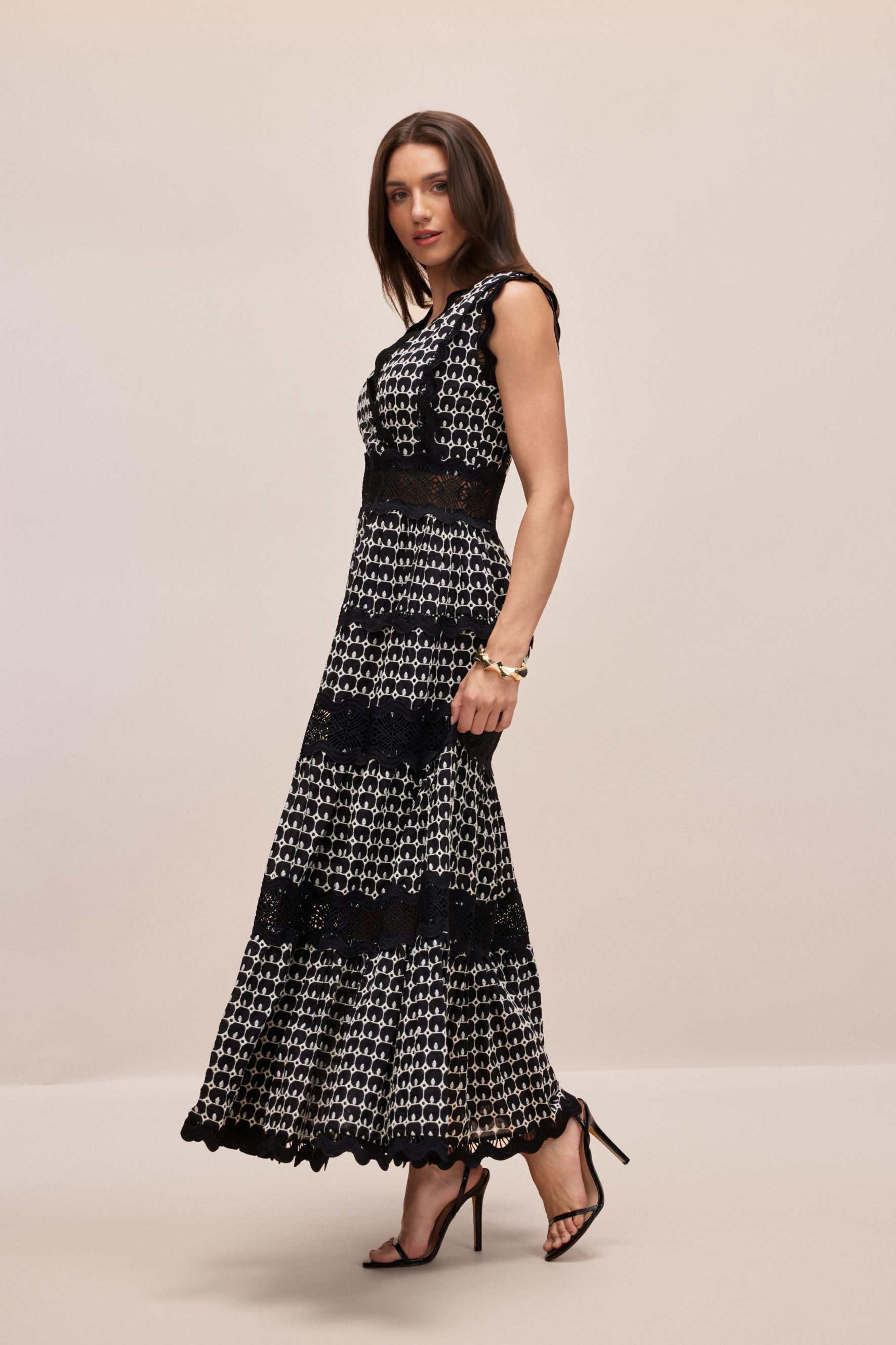 Louisa V-neck Embroidered Lace Maxi Dress