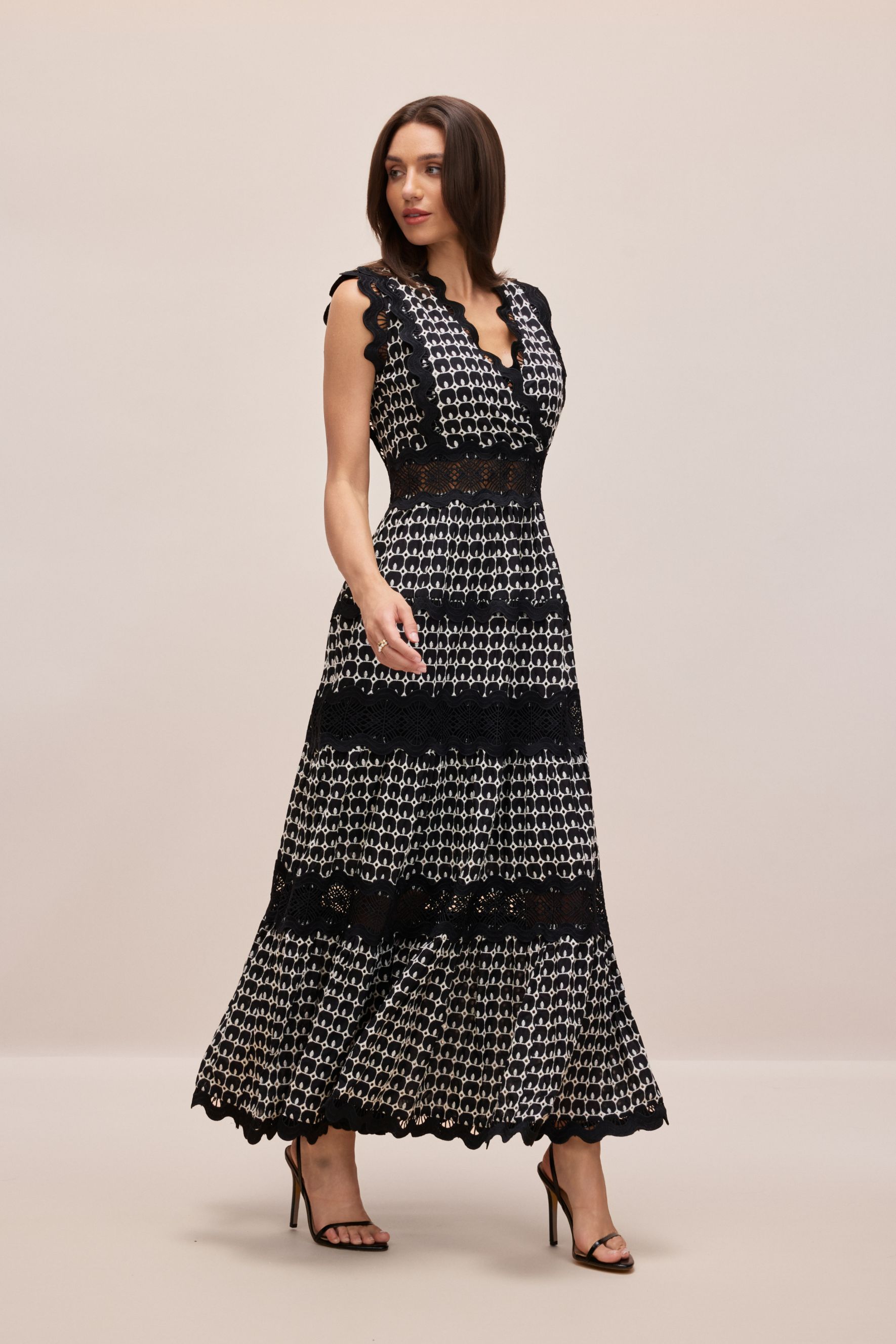 Louisa V-neck Embroidered Lace Maxi Dress
