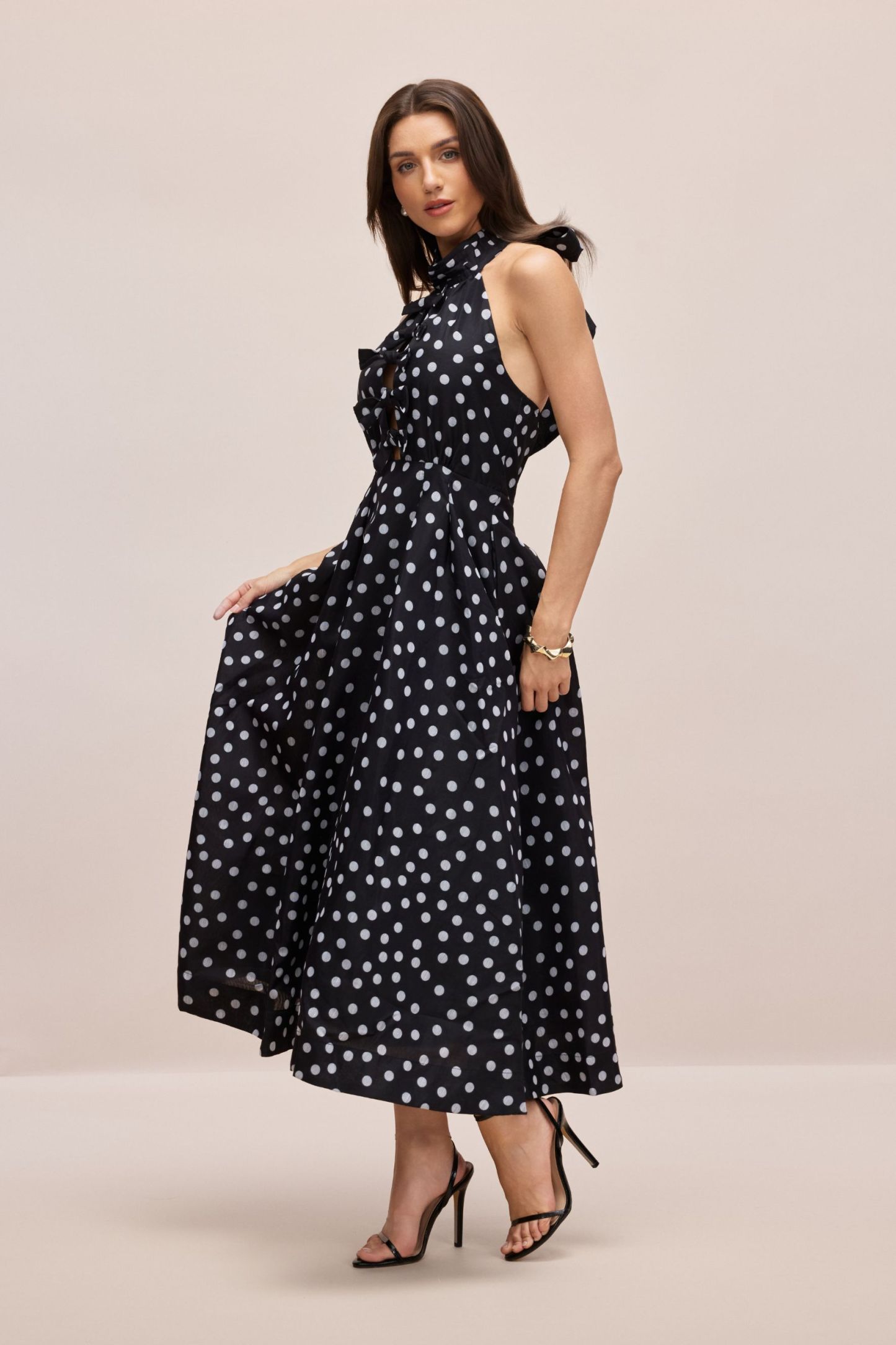 Scarlett Polka Dot Halterneck Midi Dress