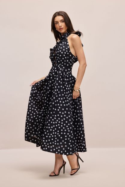 Scarlett Polka Dot Halterneck Midi Dress