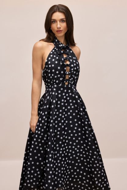 Scarlett Polka Dot Halterneck Midi Dress