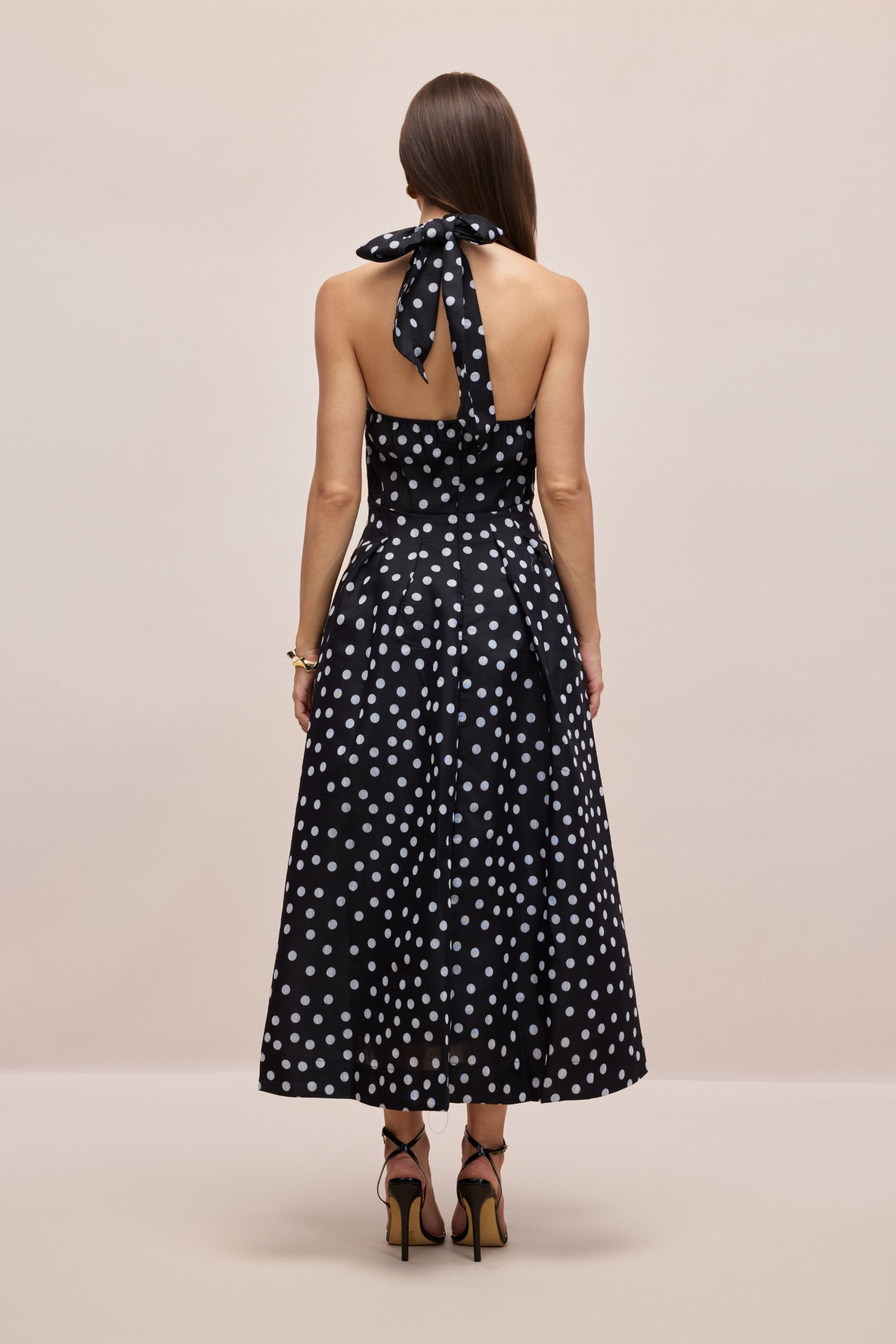 Scarlett Polka Dot Halterneck Midi Dress