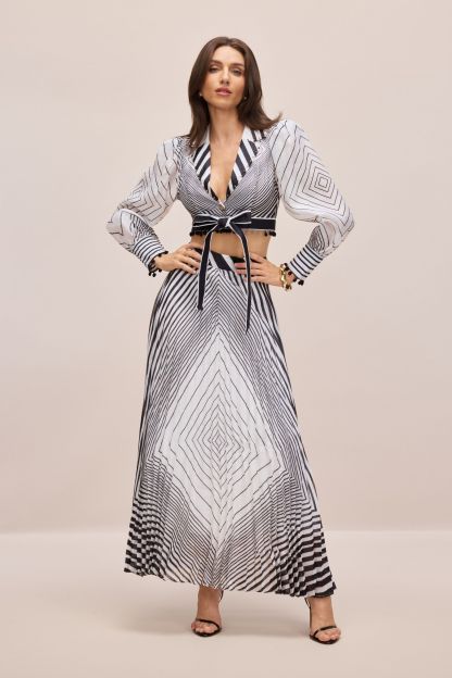 Tina Geometric Print V-neck Crop Top & Maxi Skirt Set