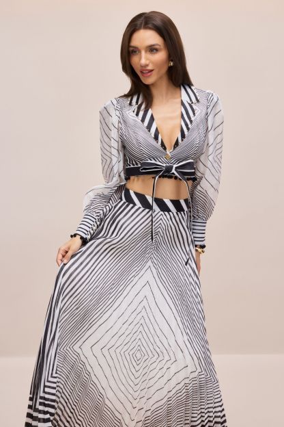 Tina Geometric Print V-neck Crop Top & Maxi Skirt Set
