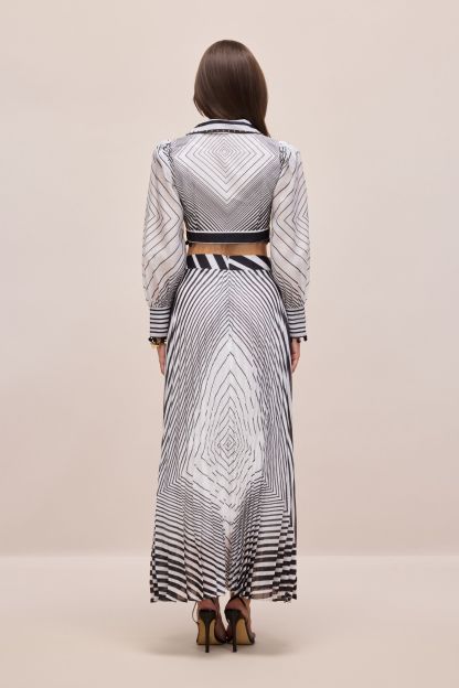 Tina Geometric Print V-neck Crop Top & Maxi Skirt Set