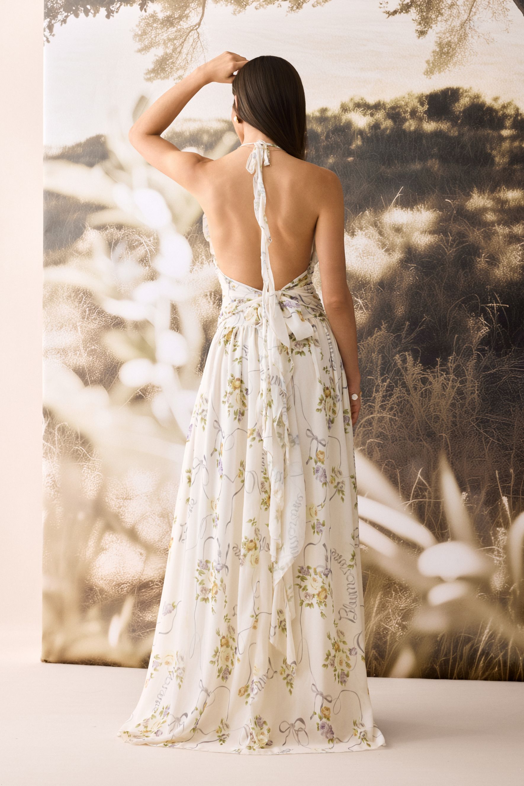 Tracy Floral Print Halter Neck Maxi Dress