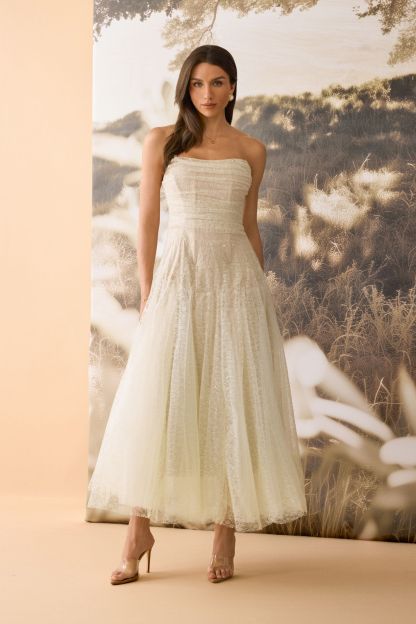 Rosanne Strapless Crinkled Tulle Maxi Dress