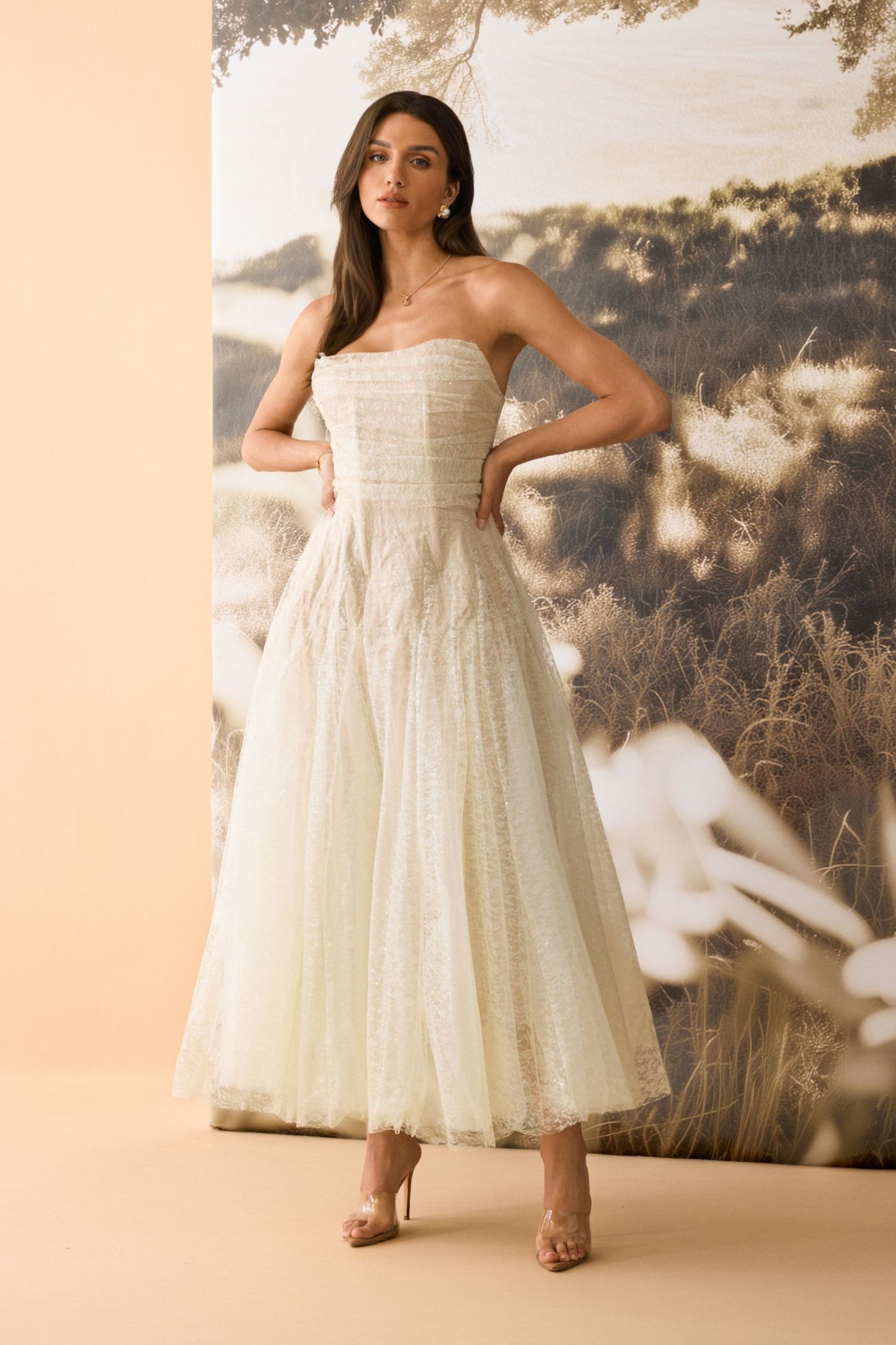 Rosanne Strapless Crinkled Tulle Maxi Dress