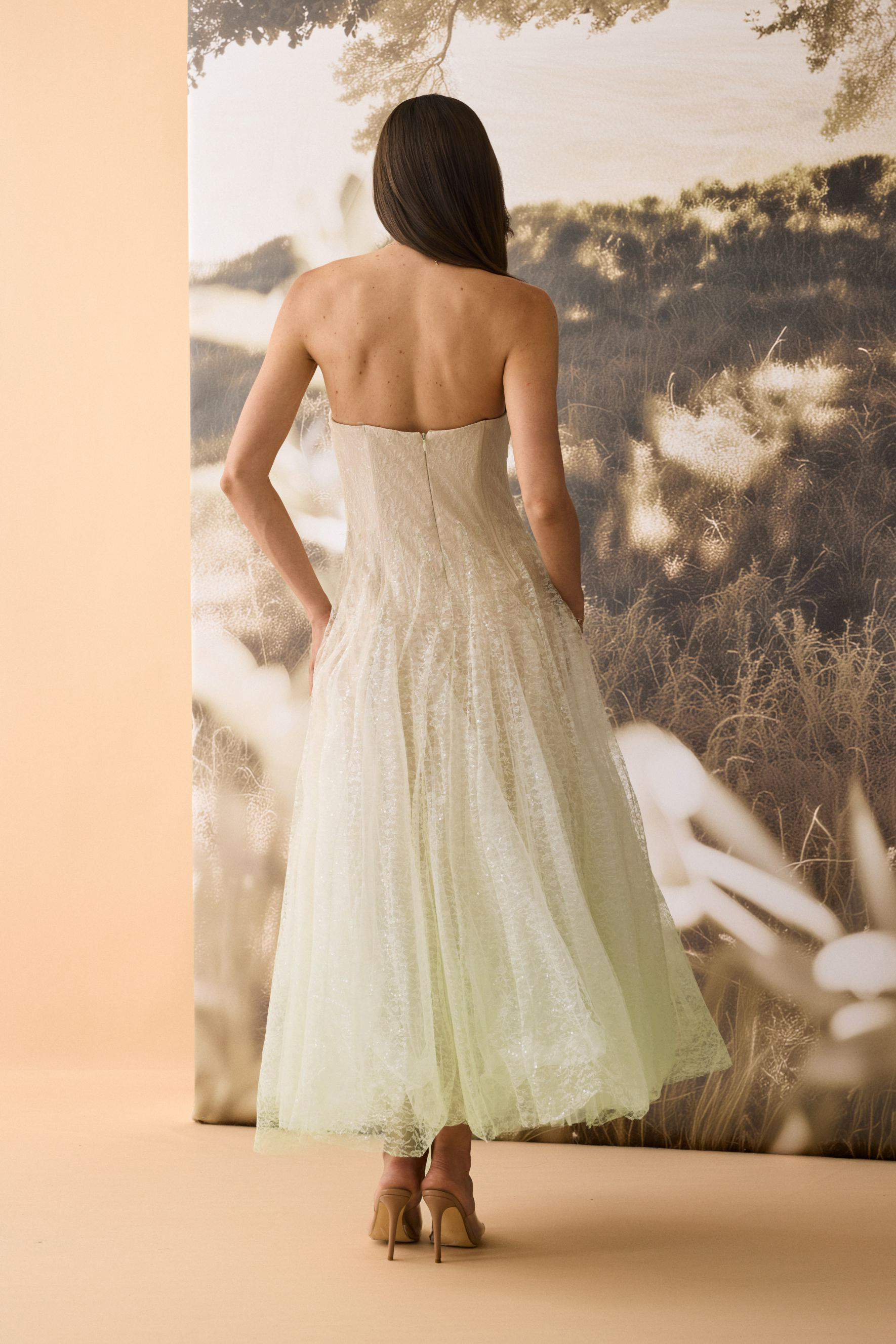 Rosanne Strapless Crinkled Tulle Maxi Dress