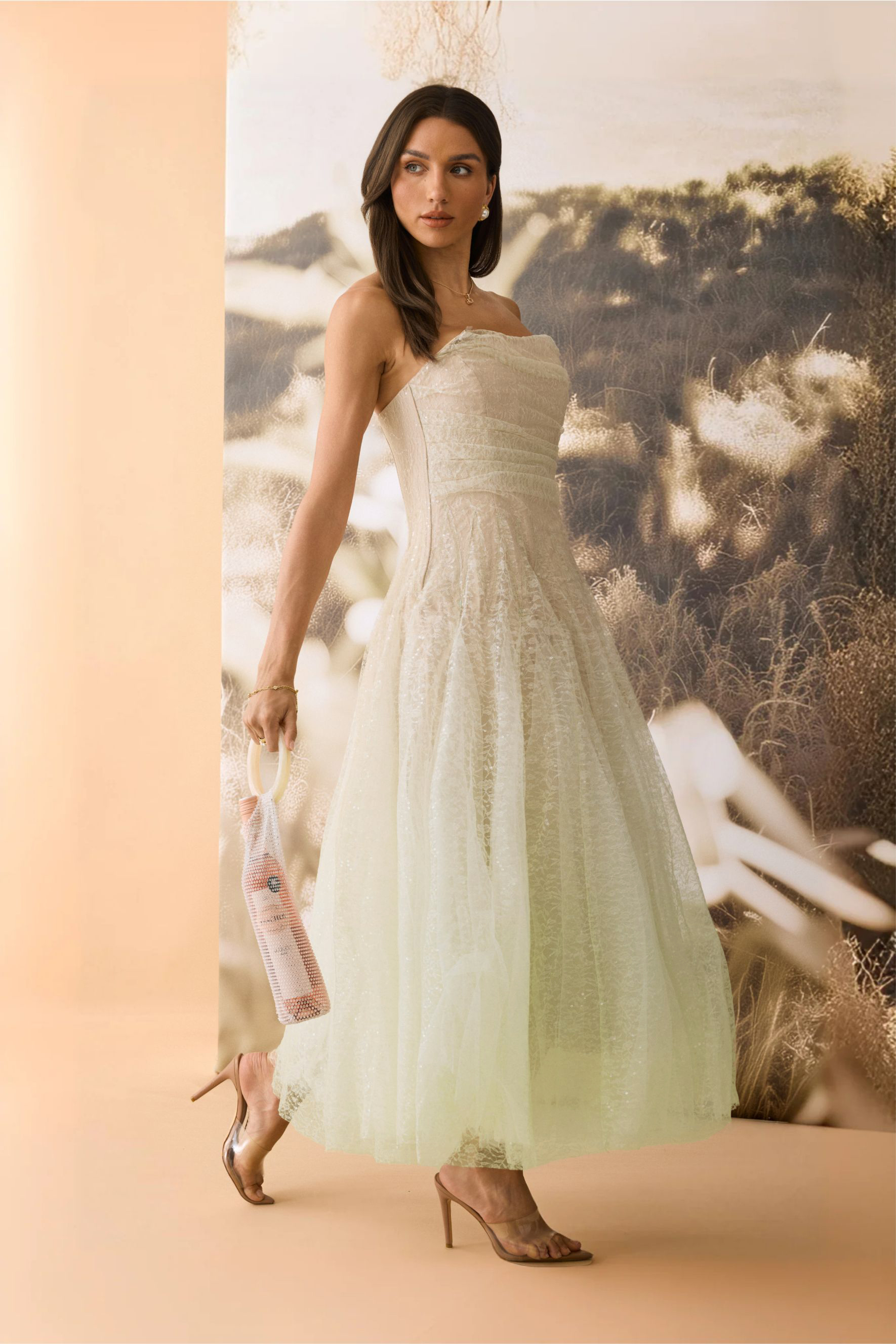 Rosanne Strapless Crinkled Tulle Maxi Dress