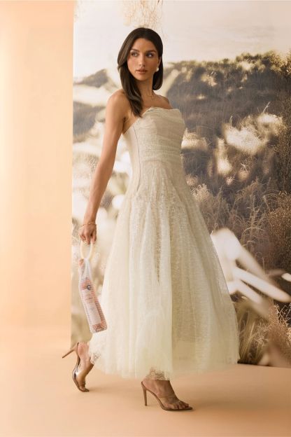 Rosanne Strapless Crinkled Tulle Maxi Dress