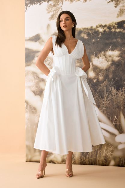 Lesley Corset Bodice Bow Detail Maxi Dress