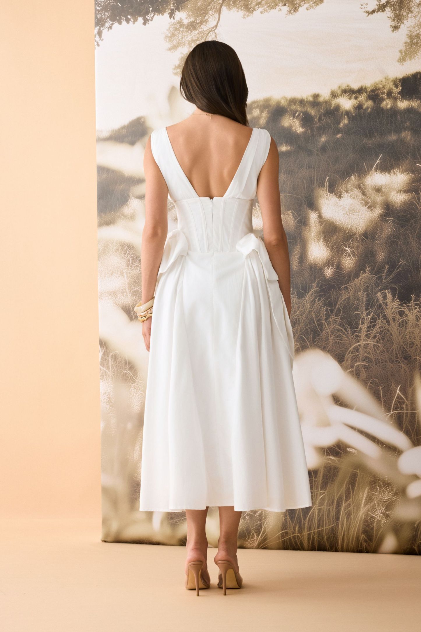 Lesley Corset Bodice Bow Detail Maxi Dress