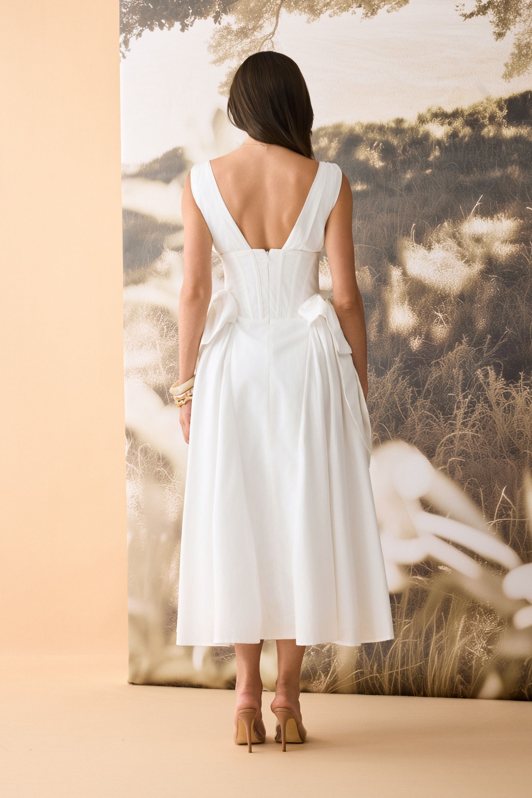 Lesley Corset Bodice Bow Detail Maxi Dress