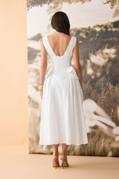 Lesley Corset Bodice Bow Detail Maxi Dress