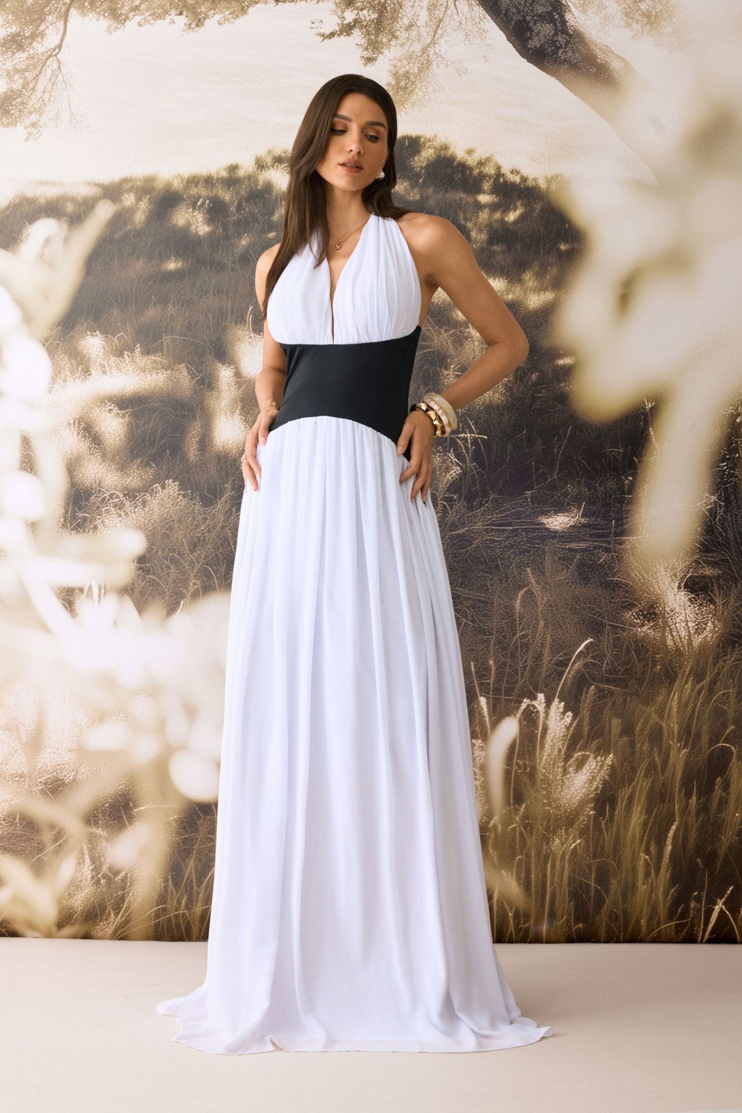 Beverly Halter Neck Corset Maxi Dress