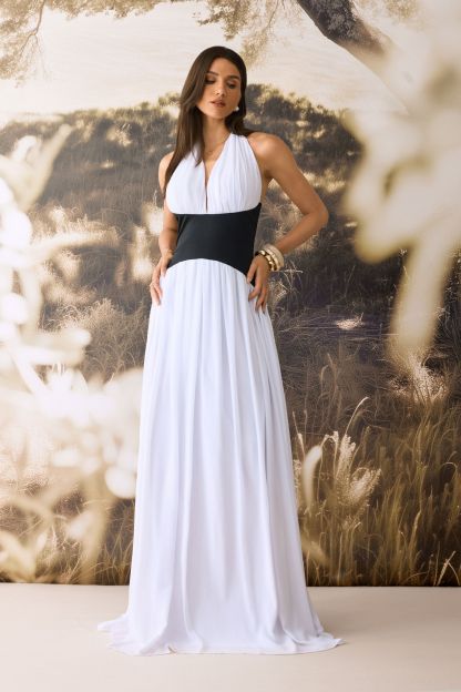 Beverly Halter Neck Corset Maxi Dress