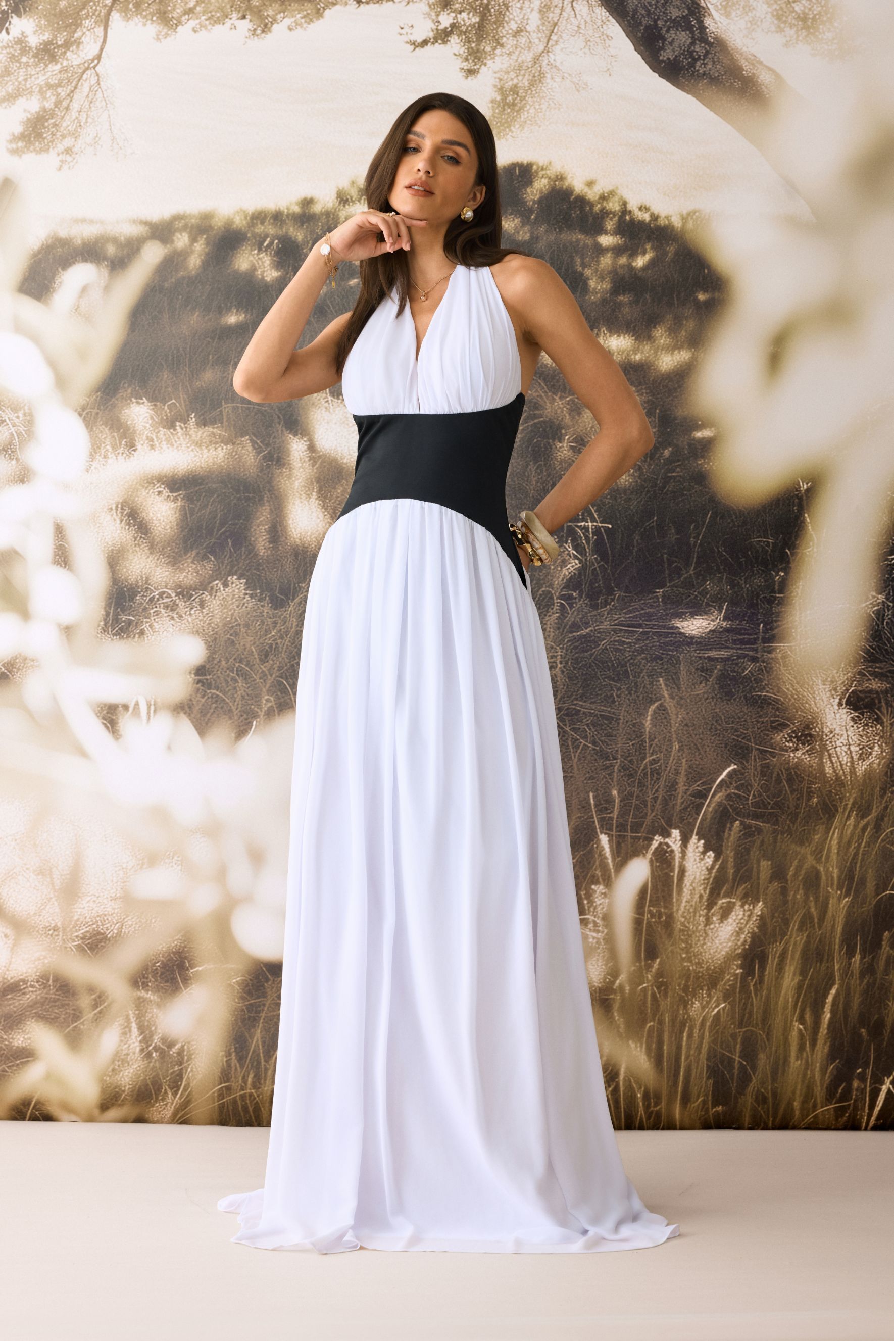 Beverly Halter Neck Corset Maxi Dress