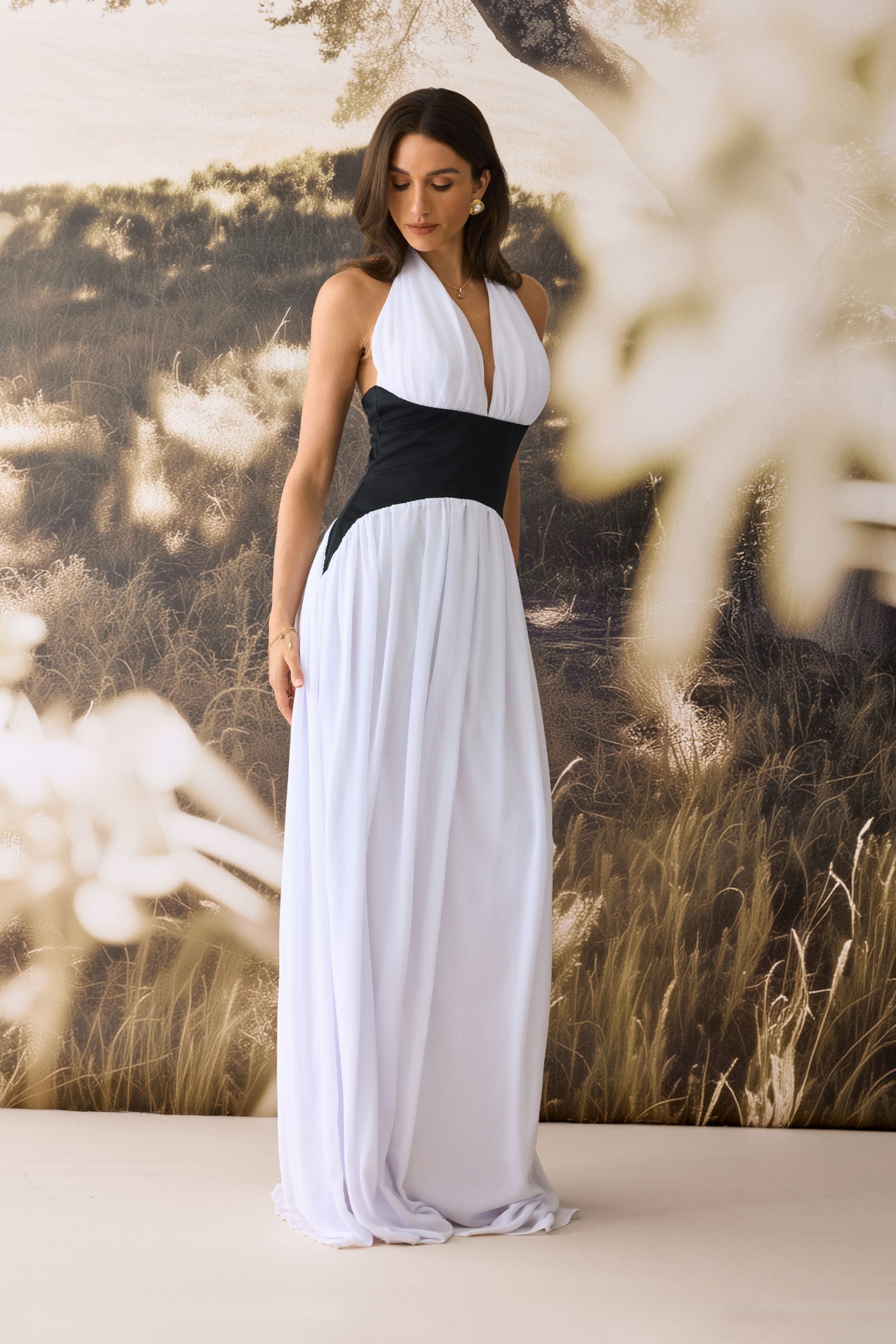 Beverly Halter Neck Corset Maxi Dress