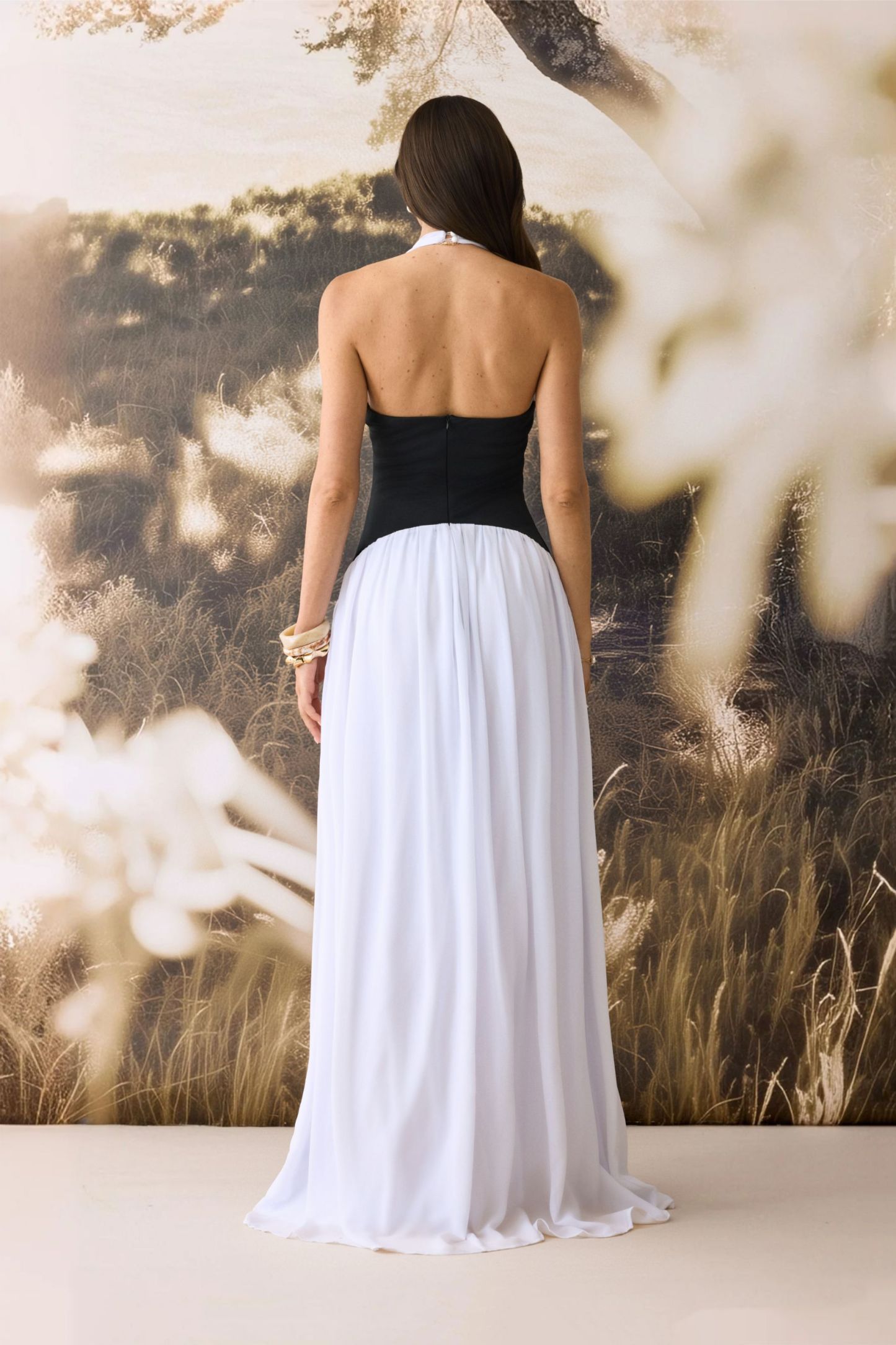 Beverly Halter Neck Corset Maxi Dress