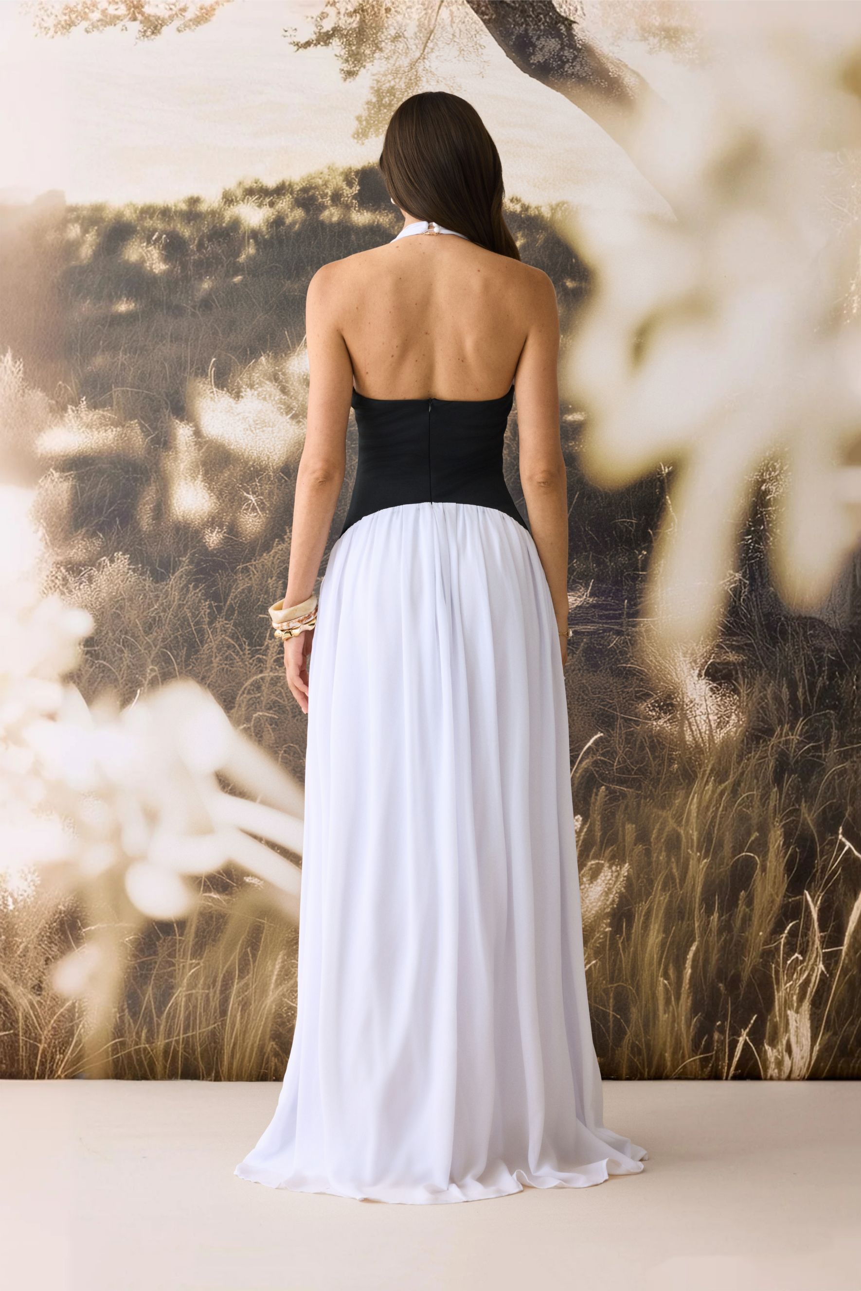 Beverly Halter Neck Corset Maxi Dress