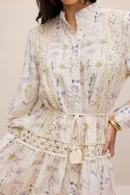 Rosanne Floral Print Long Sleeve Midi Dress