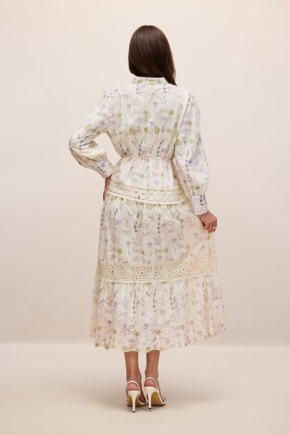 Rosanne Floral Print Long Sleeve Midi Dress