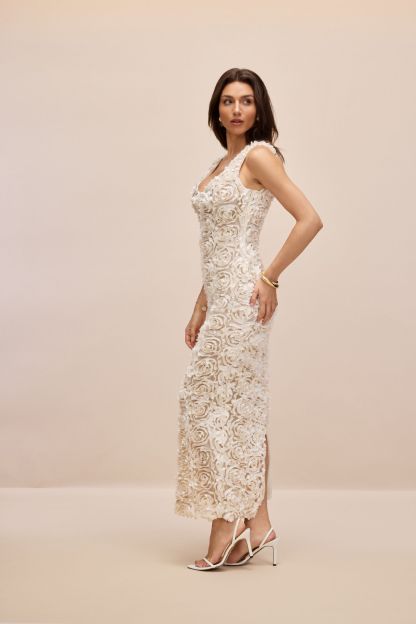 Venus Floral Applique Sleeveless Maxi Dress